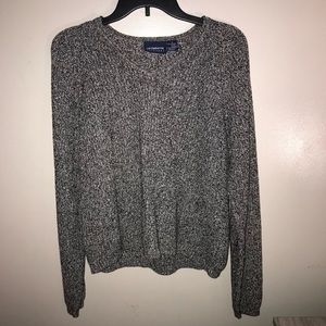 Black and white v-neck sweater